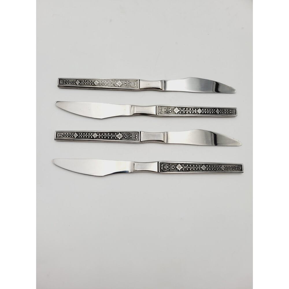 Riviera CORDOVA Set 4 Dinner Knives Stainless JAPAN Vtg Flatware